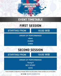 SET YOUR ALARM AND TAKE A NOTE FOR SARANGHAEYO INDONESIA 2024 EVENT TIMETABLE! 