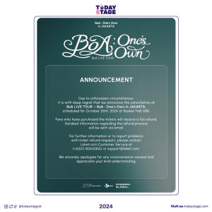 BoA Cancels One’s Own Concert in Jakarta