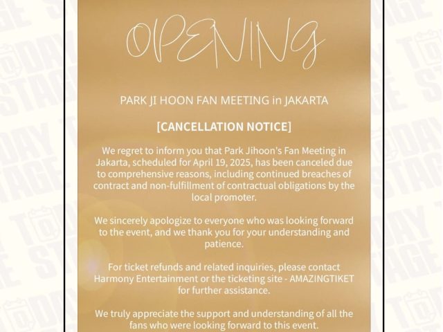 Park Ji Hoon’s Fan Meeting in Jakarta Canceled, 10 Days Before the Event