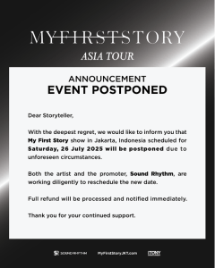 My First Story Concert in Jakarta Postponed Due to Unforeseen Circumstances