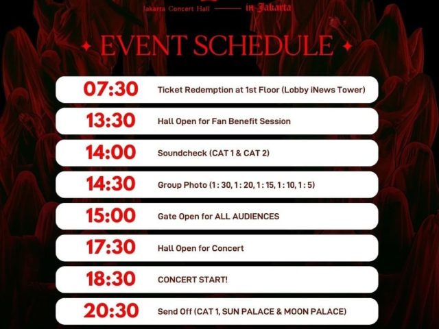 Event Schedule and Regulations for “Red Giant” Concert in Jakarta
