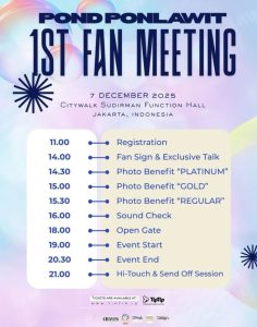 Pond Ponlawit Holds His First Fan Meeting in Jakarta: Full Schedule & Event Guidelines!