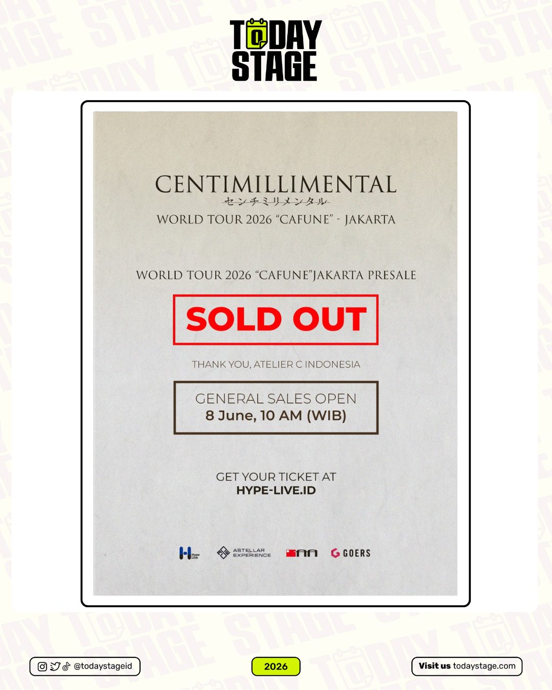 CENTIMILLIMENTAL, THE VOICE BEHIND ANIME GIVEN, PERFORMS LIVE IN JAKARTA — PRESALE SOLD OUT, JUNE 8 GENERAL SALE IS THE LAST CHANCE